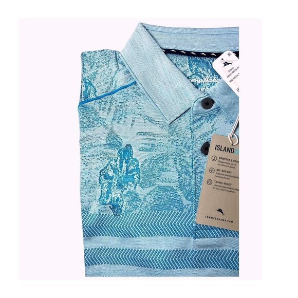 Tommy Bahama Mens Blue Tropical Short Sleeve Collared Polo Shirt Sz L New - Picture 4 of 13